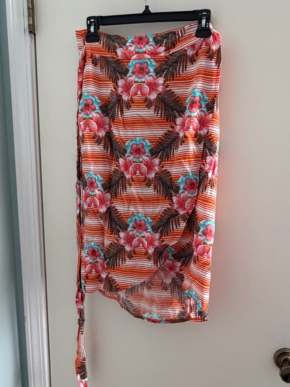 Steady Clothing tropical print wrap skirt cover up L LARGE with pockets NWOT